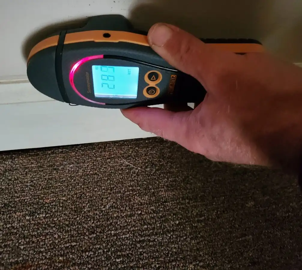Moisture detection at baseboard during Sewage Cleanup & Sanitation in Candler-McAfee